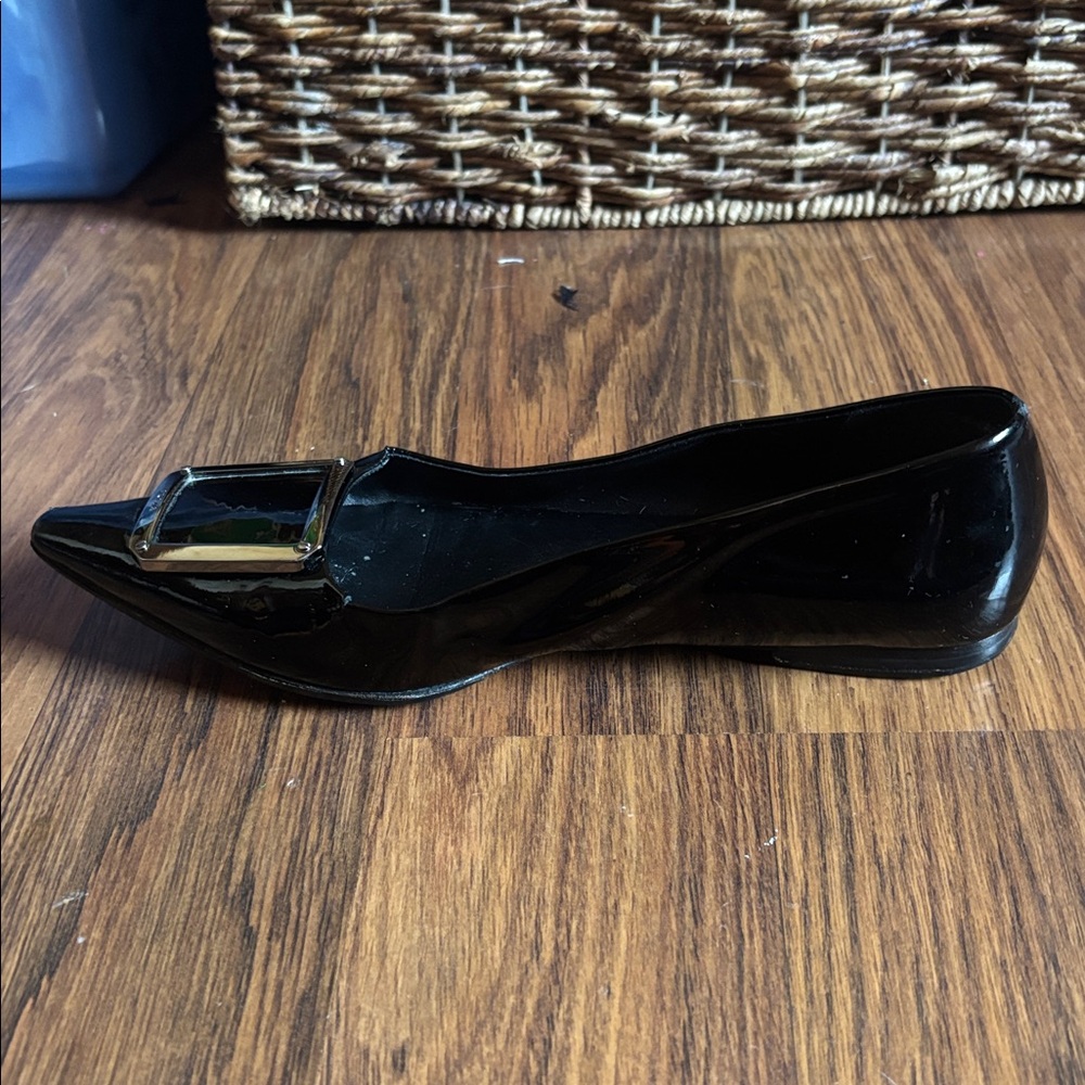 Prada Black Flats with Gold Buckle